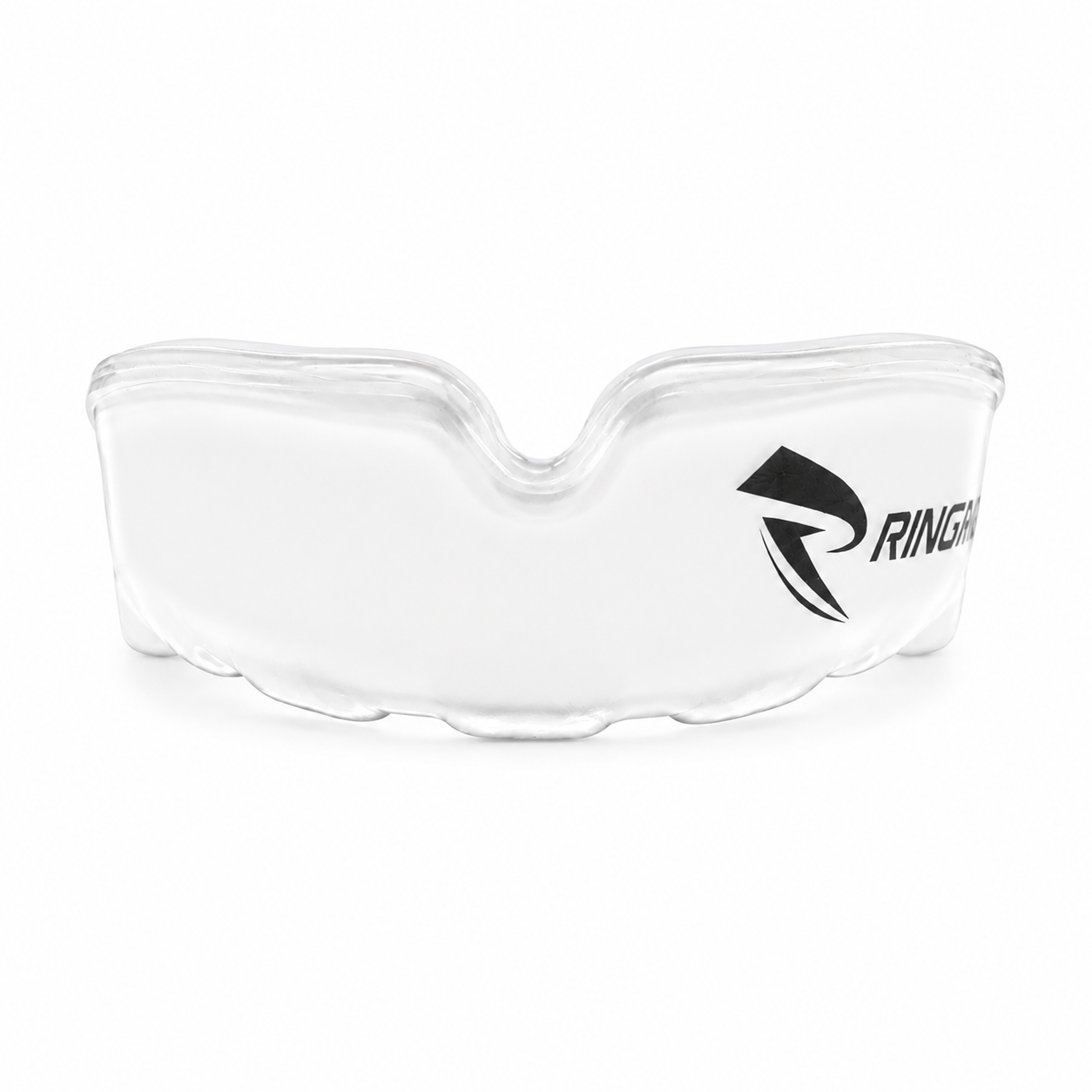 RingMaster dual-layer mouthguard front view sports gum shield for contact sports white clear