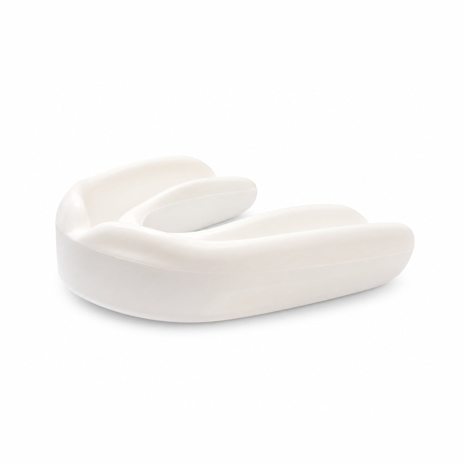 RingMaster Prime-Fit white single-layer mouthguard front view for contact sports