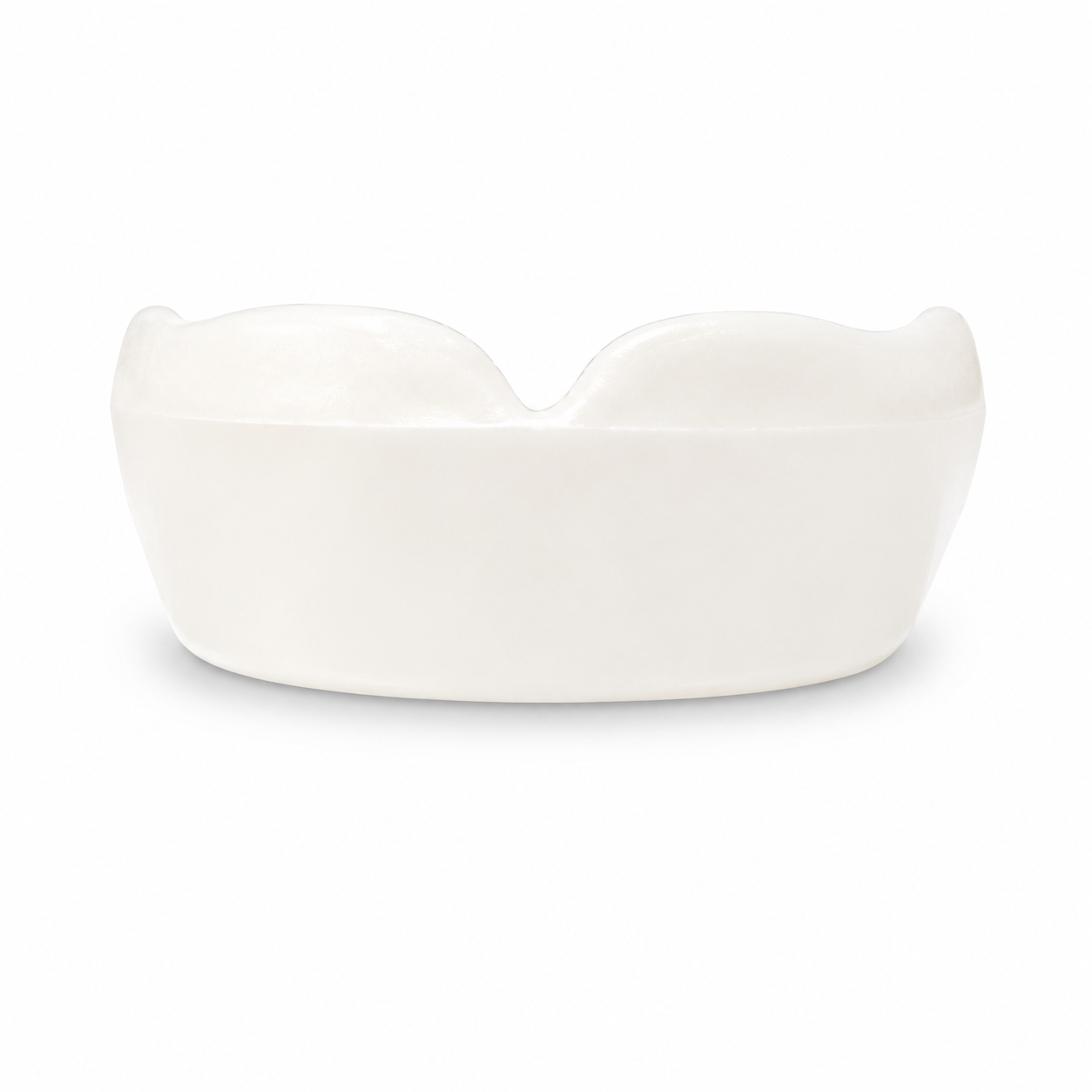 Side profile of RingMaster Prime-Fit white single-layer sports mouthguard
