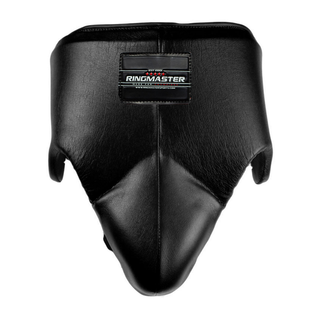 RingMaster Sports Pro Lace genuine leather boxing groin guard in black