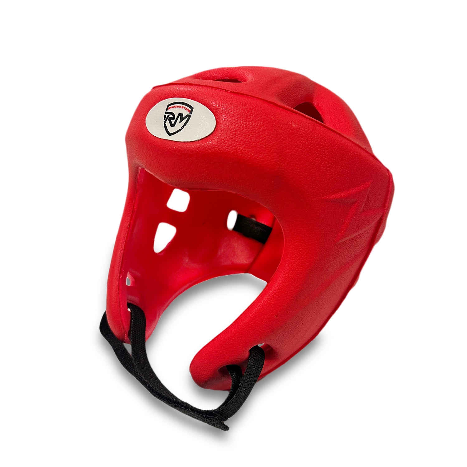 red open-face headguard for K1 and kickboxing sparring protection.