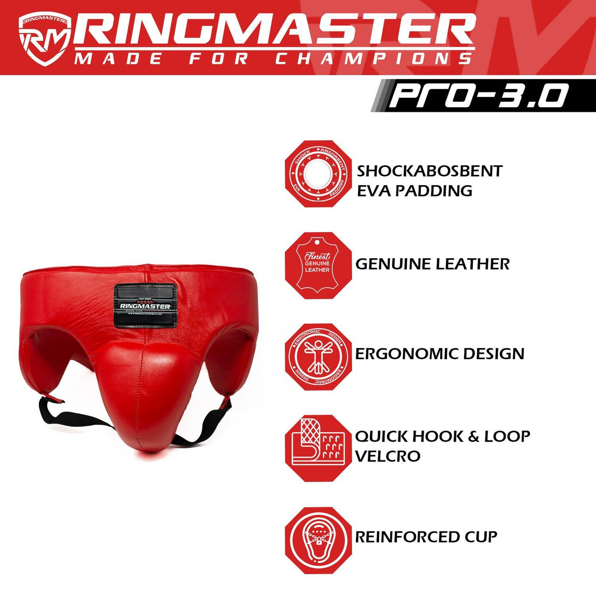 RingMaster Pro 3.0 red groin guard for boxing training