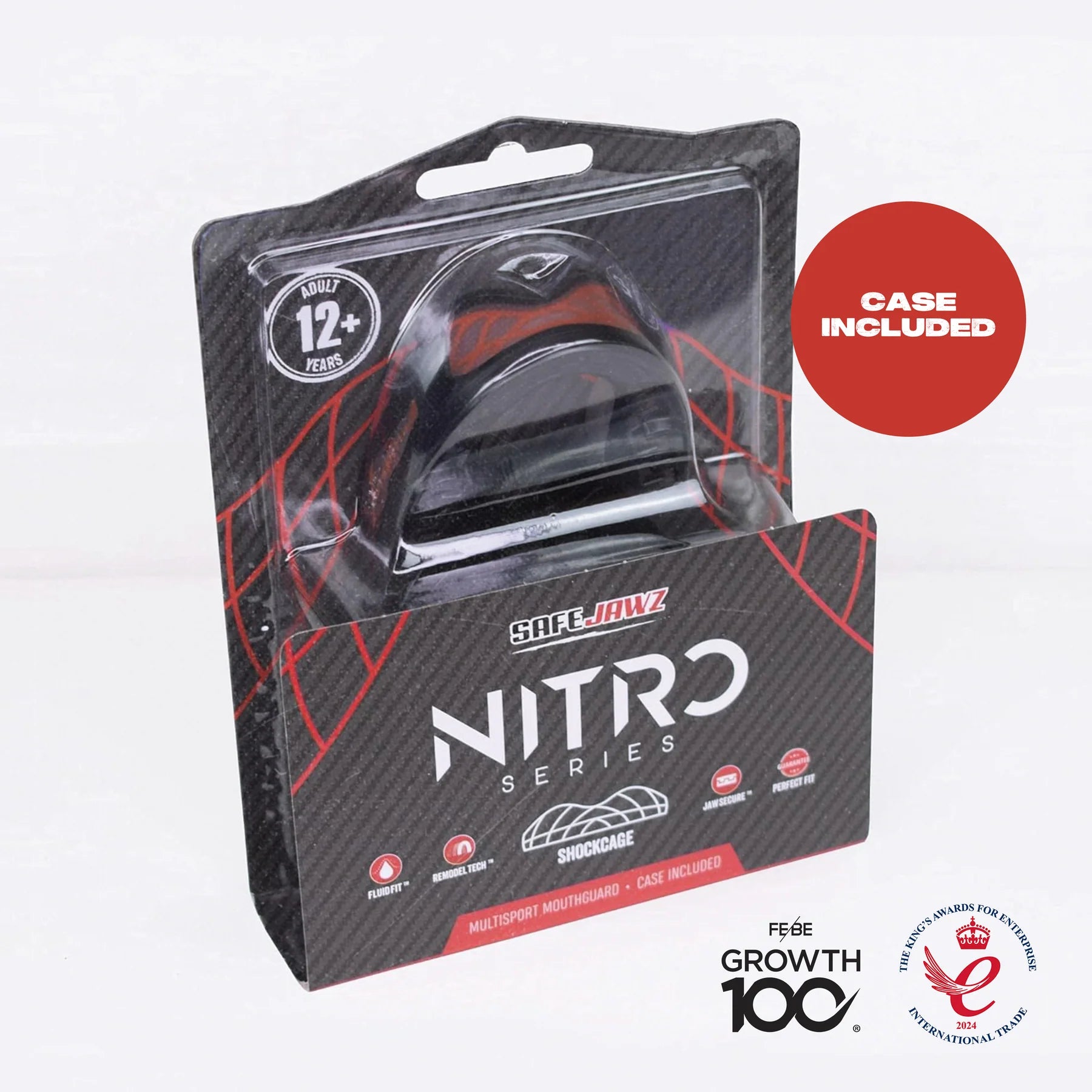 SAFEJAWZ Nitro Mouthguard grey and yellow with protective storage case for hygiene and portability