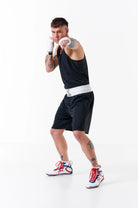 Durable Sting Mettle Black boxing singlet with lightweight polyester construction