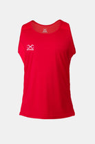 Sting Mettle Red junior boxing singlet made from lightweight polyester for breathability and comfort during training.