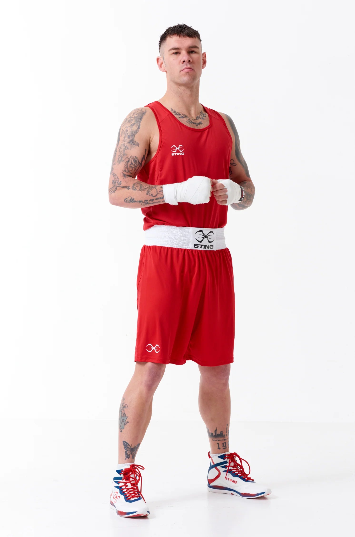 Sting Mettle boxing singlet with diamond weave climate control fabric for moisture wicking