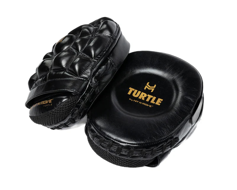 Turtle Mitt boxing focus mitts showing raised dorsal shell for body shots