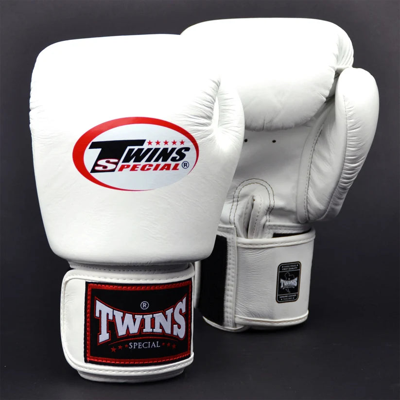 Palm view of Twins Special BGVL3 Boxing Gloves White for boxing Muay Thai and kickboxing training