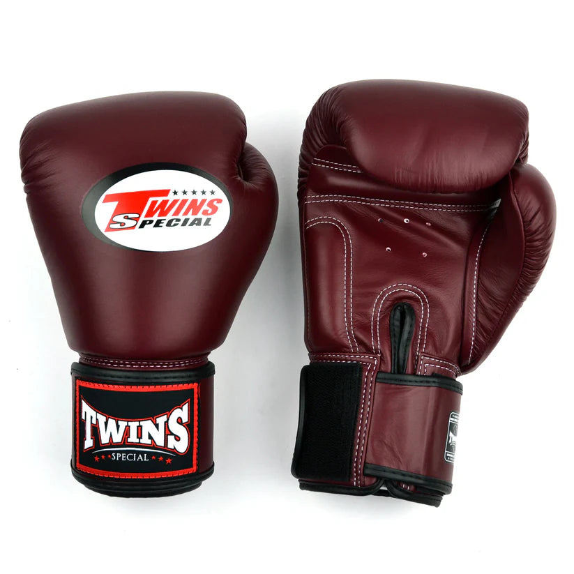 Twins Special BGVL4 boxing gloves for Muay Thai, sparring, and professional training, made from Thai leather.