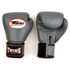 Twins Special BGVL4 Grey boxing gloves handmade in Thailand with premium leather for Muay Thai and sparring.
