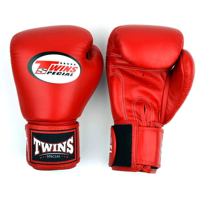 Twins Special BGVL4 Thai leather boxing gloves for Muay Thai, sparring, and training.