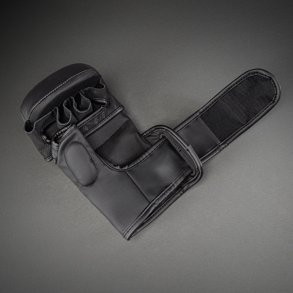 Palm view of Venum Midnight Fury Sparring Gloves Black Grey Silver