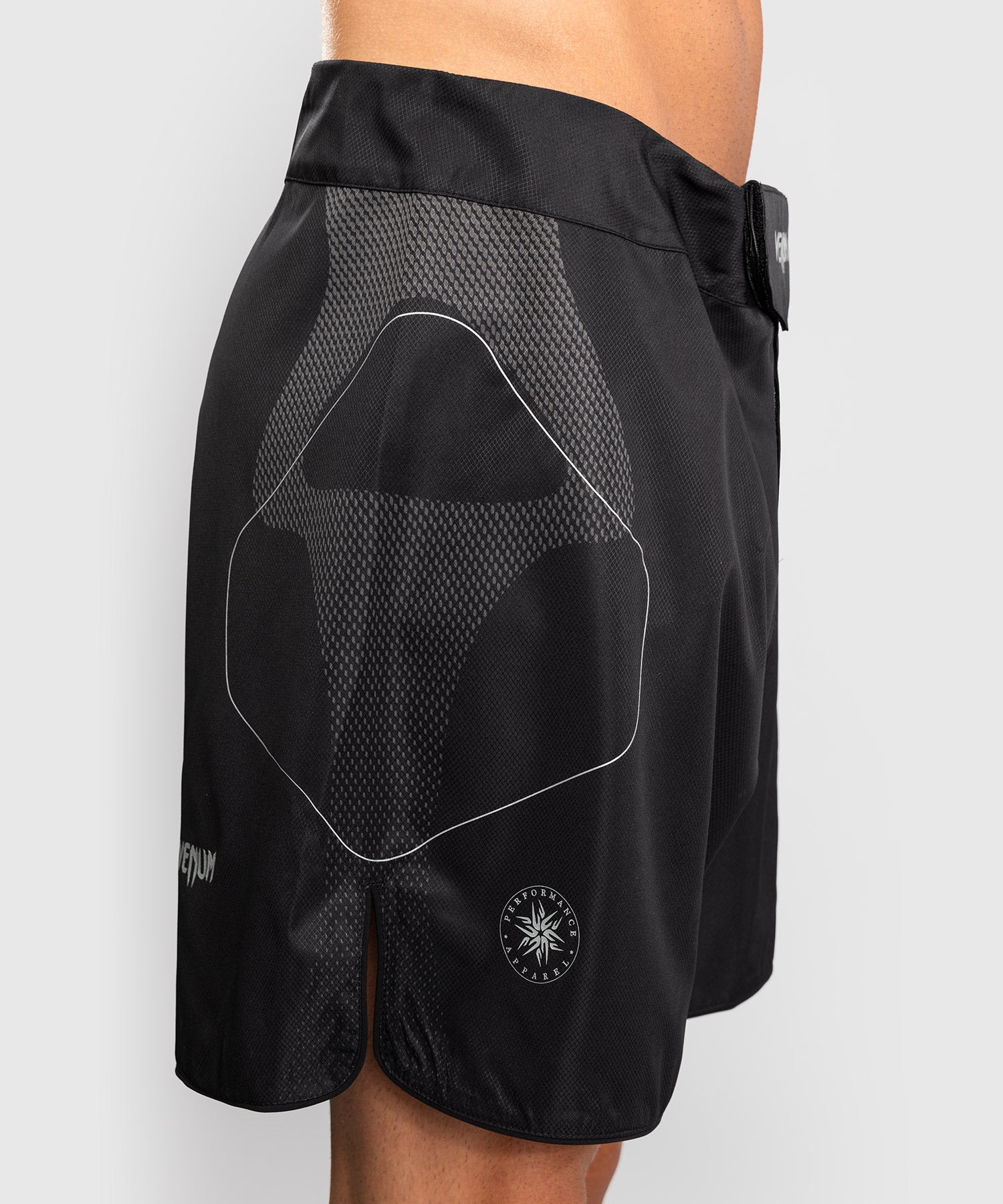 Venum Nexus fight shorts Black Silver worn during MMA training session