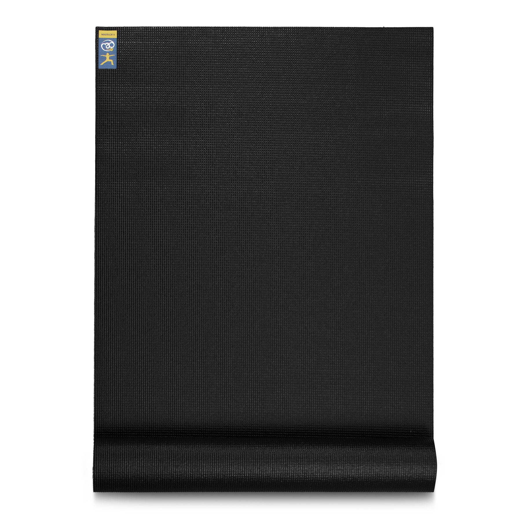 Warrior II non-slip yoga mat with 4mm cushioning made from phthalate-free PVC for safe, comfortable yoga practice.