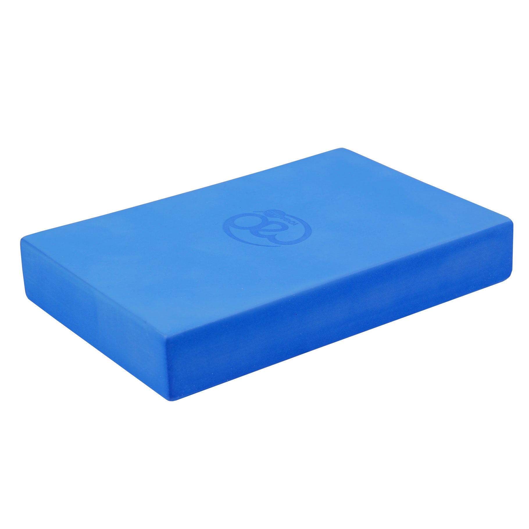 Side profile of blue Yoga-Mad Full Yoga Block highlighting durable EVA foam texture