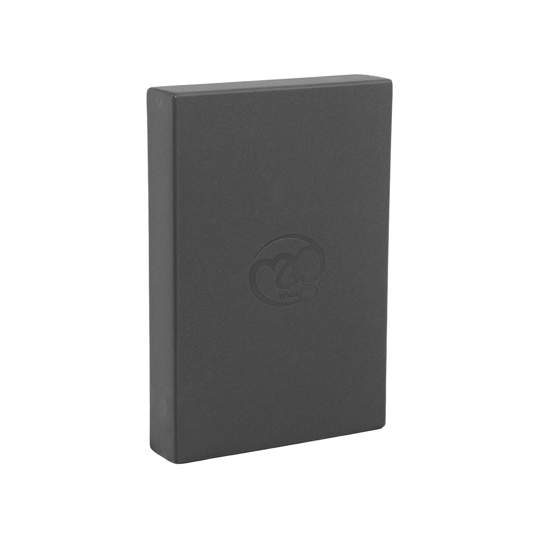 Yoga-Mad Full Yoga Block in grey made from non-slip, scratch-resistant EVA foam for yoga balance and posture support.