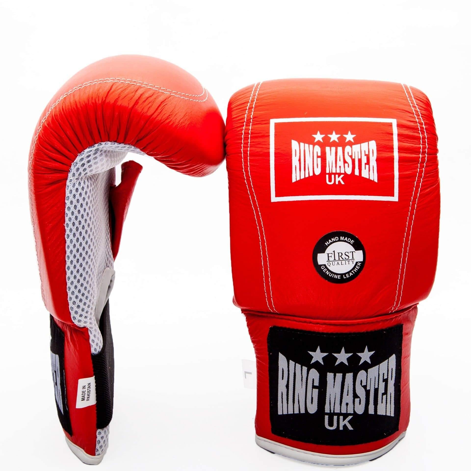 RingMaster Sports Bag Mitts Genuine Leather Red Image 4