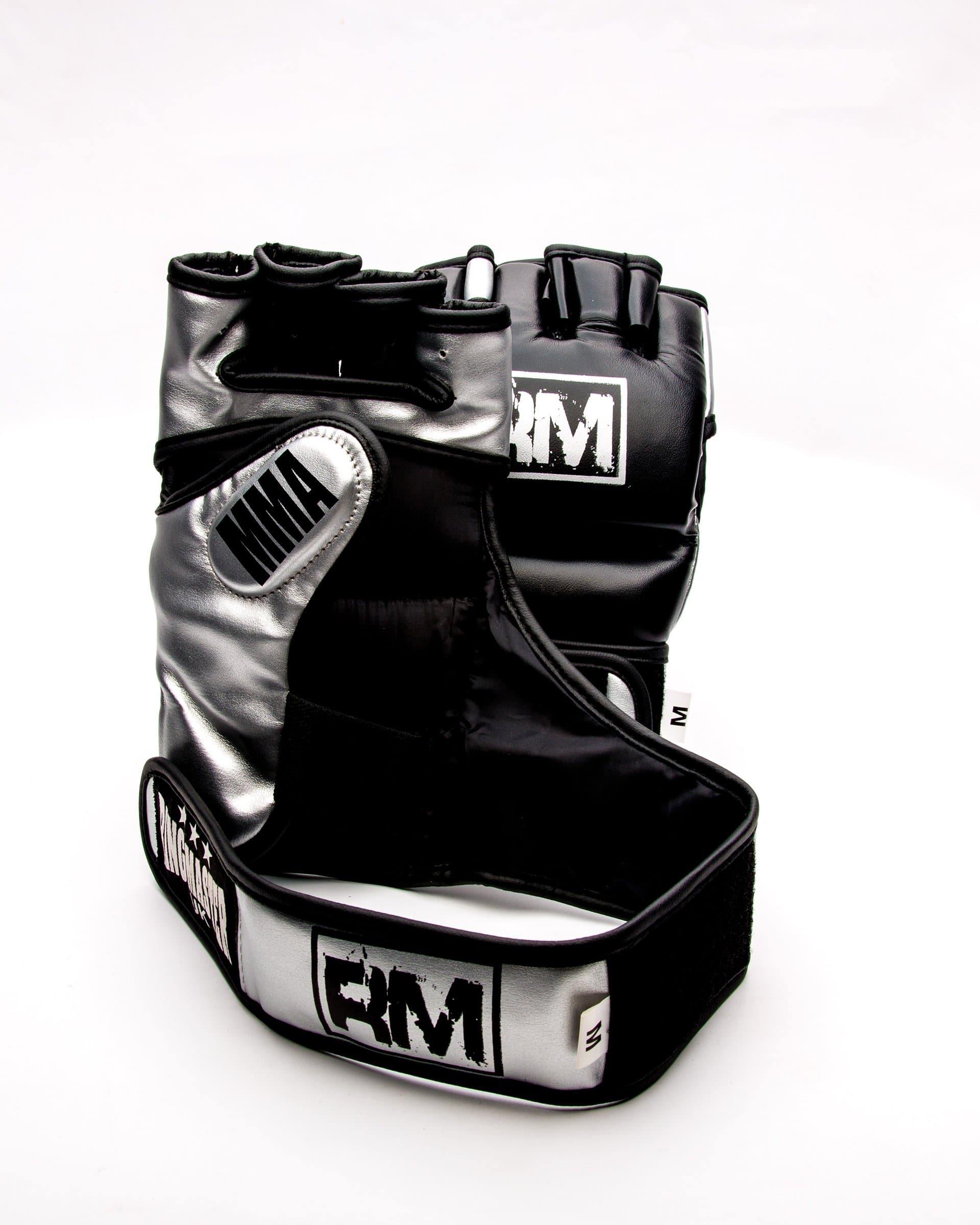 RingMaster Sports MMA Gloves Synthetic Leather Black and Silver Image 3