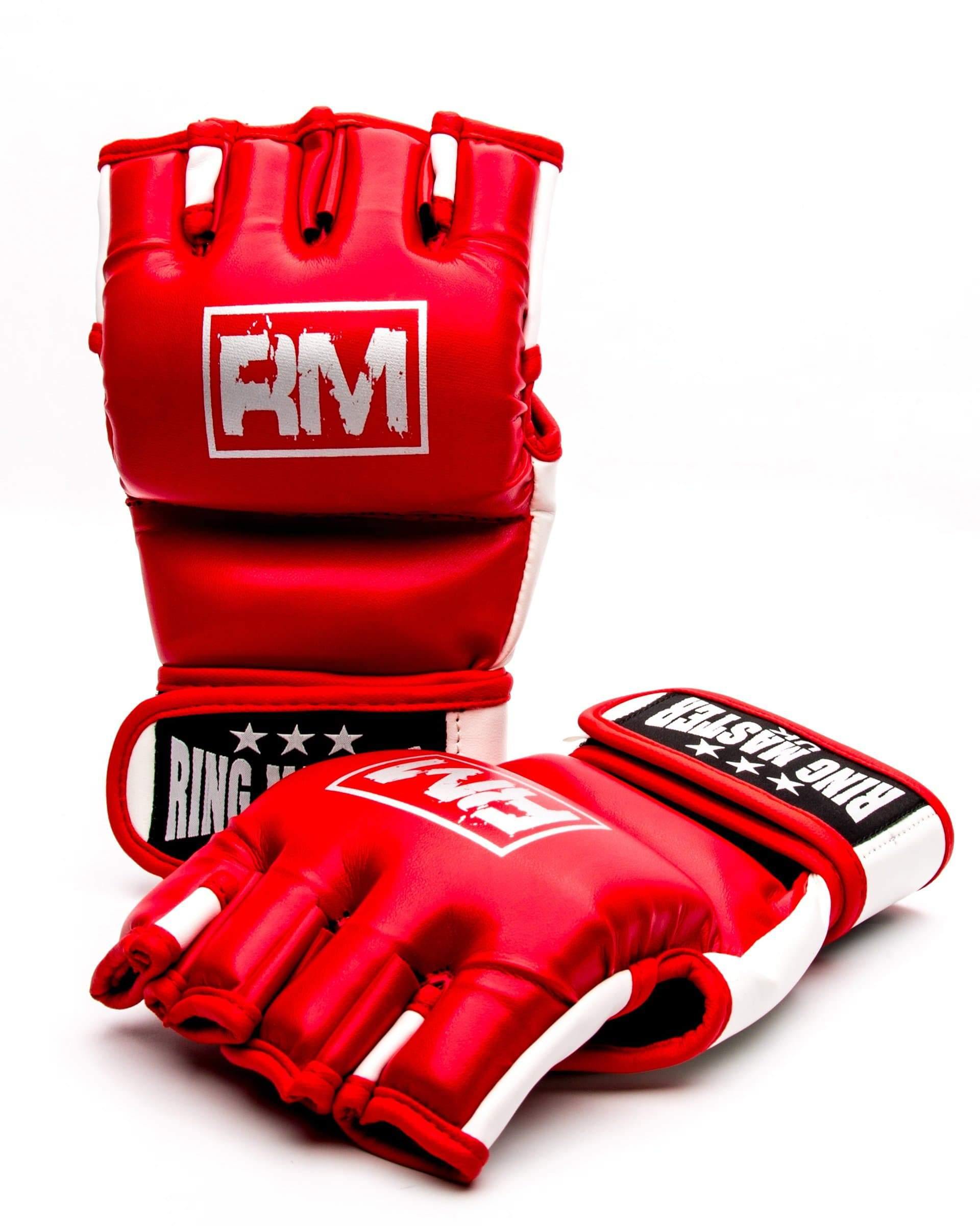 RingMaster Sports MMA Gloves Synthetic Leather Red and White image 1