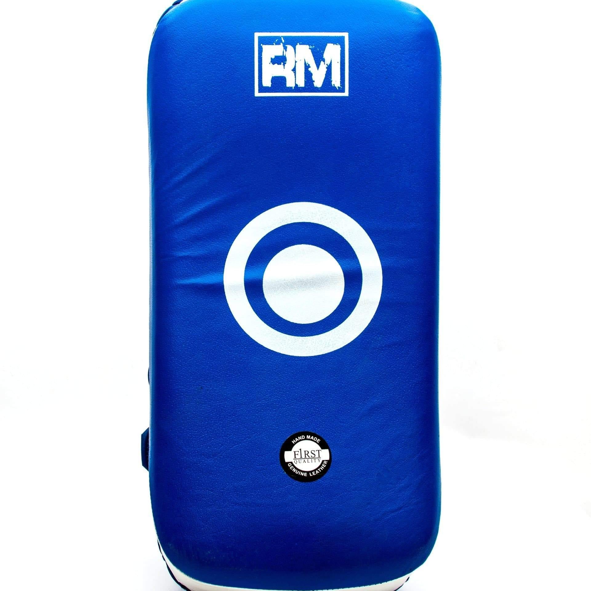 RingMaster Sports One Size Arm Pads Genuine Leather Blue and White (Single Item) image 1