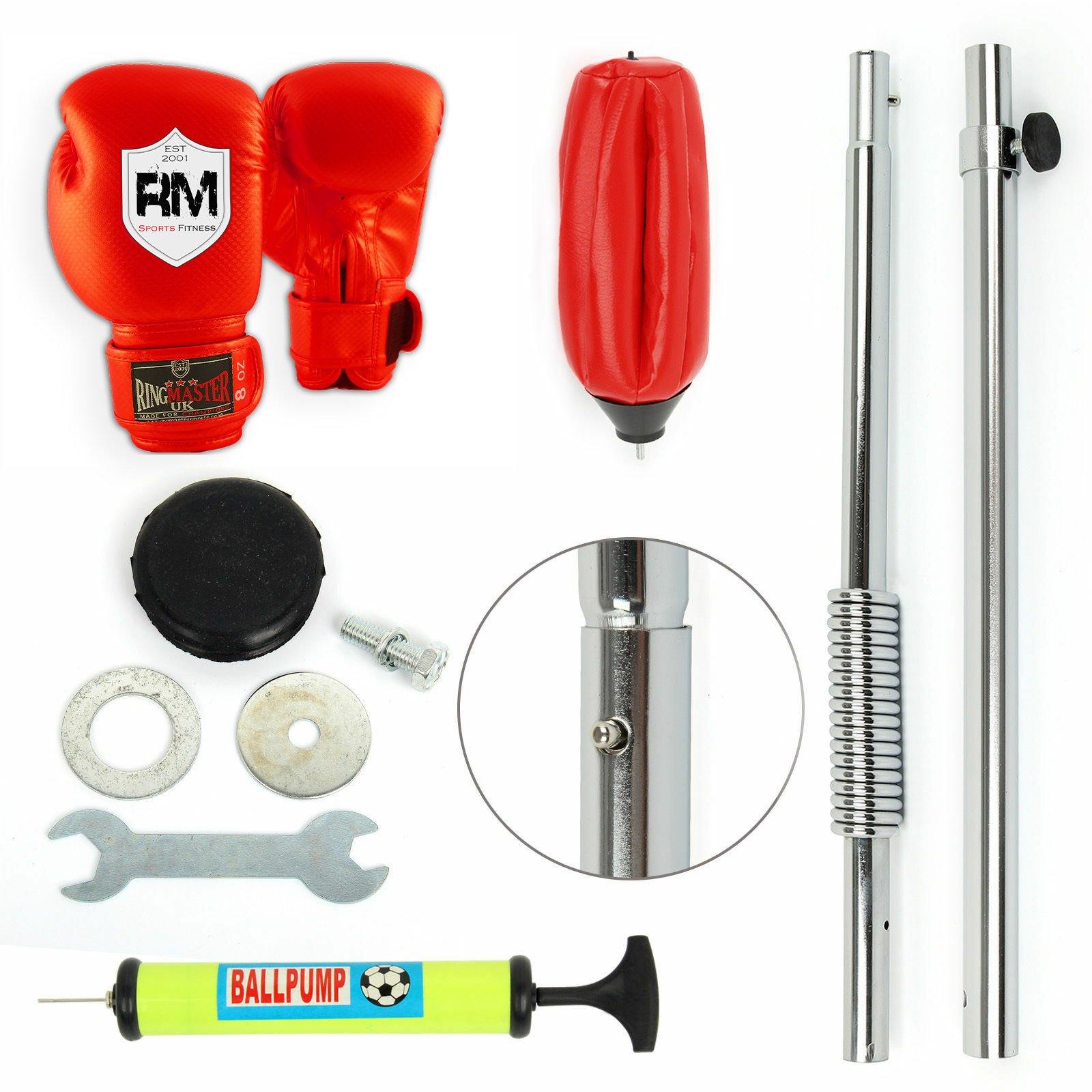 STANDING ADJUSTABLE PUNCH BAG BALL SET INCLUDES RINGMASTER SPORTS GLOVES MITTS BOXING UK NEW - RingMaster Sports