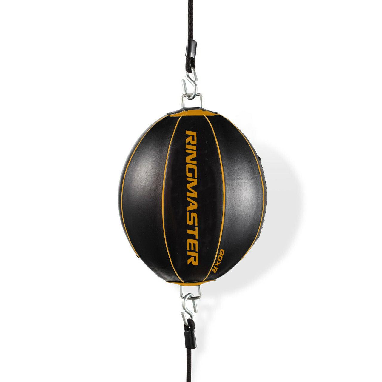 RingMaster Sports Double End Round Speed Ball BoxR Series Genuine Leather Gold/Black - RINGMASTER SPORTS - Made For Champions
