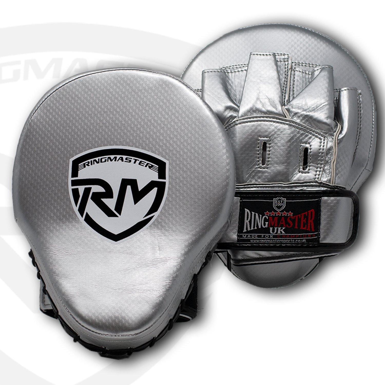 RingMaster Sports Ultralight Focus Pads Carbon Leather One Size Silver - RingMaster Sports