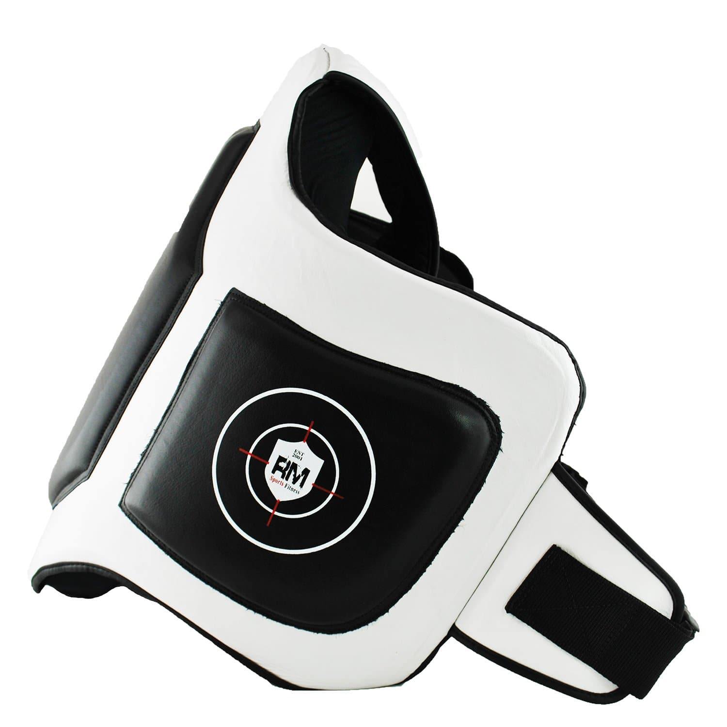 RingMasterUK Body Protector Chest Guard Synthetic Leather Training MMA Kickboxing (Black/White) - RingMaster Sports