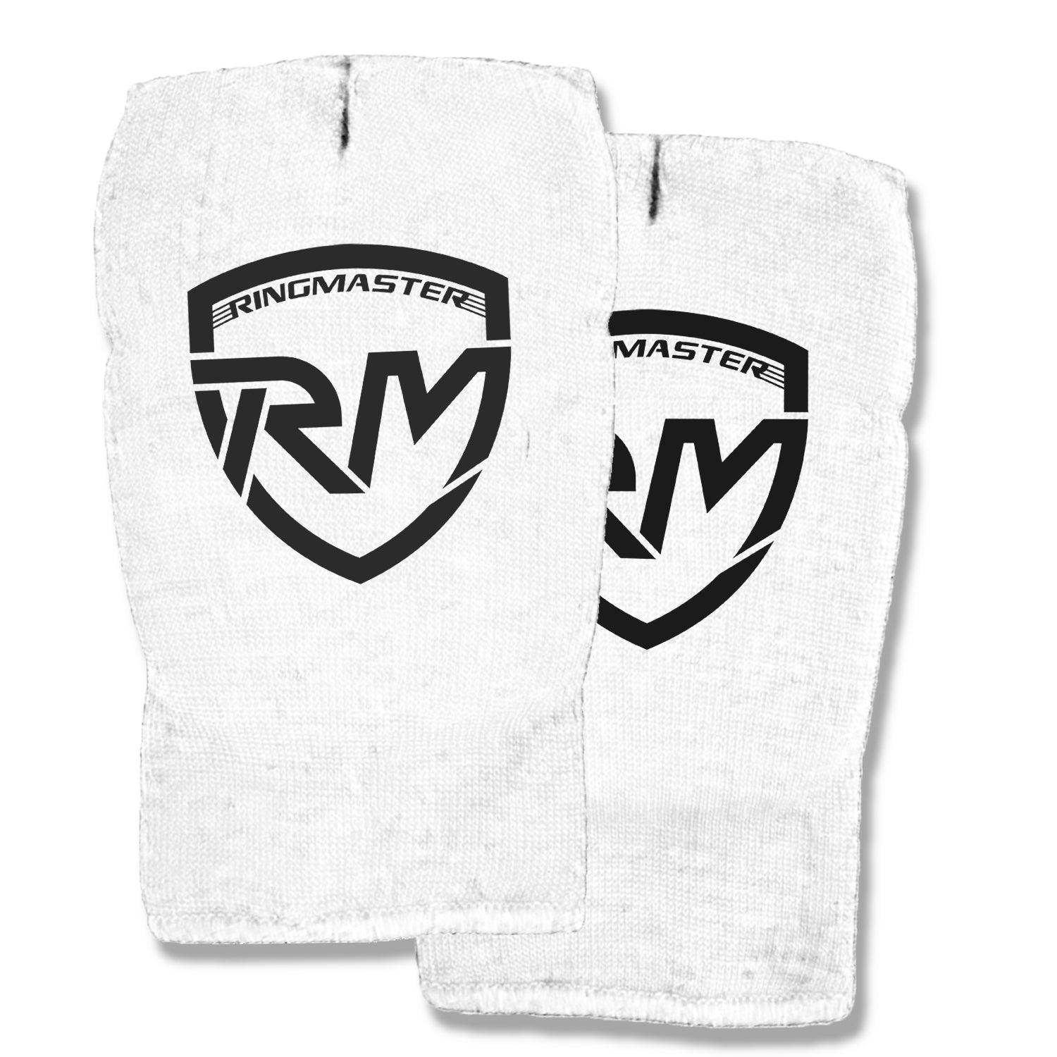 RingMaster Sports Slip on Elastic Hand Pads Mitts White - RingMaster Sports