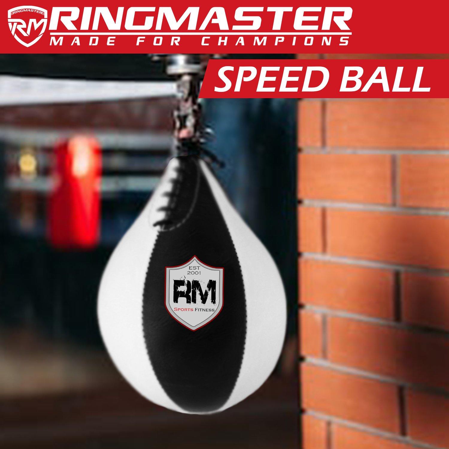 RingMaster Sports Speed Ball Genuine Leather White/Black - RingMaster Sports