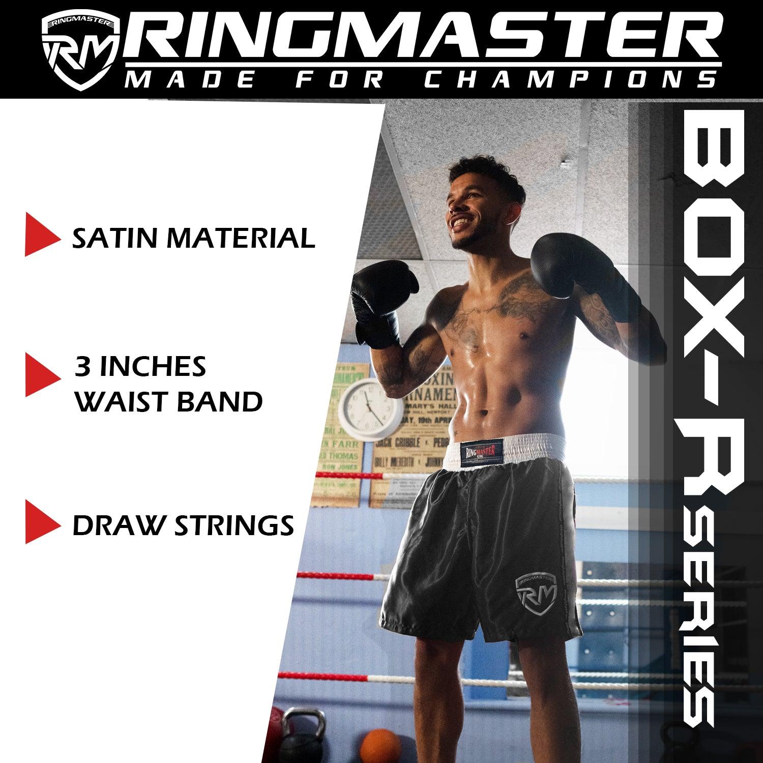 boxing equipment, boxing clothing, boxing apparel, ringwear, boxing ringwear, shorts, boxing shorts, boxing shorts men, boxingshorts, muay thai shorts, custom boxing shorts, personalised boxing shorts, kick boxing short, Ringmaster sports clothing, Ringmaster boxing shorts, Ringmaster ringwear shorts, boxing black shorts