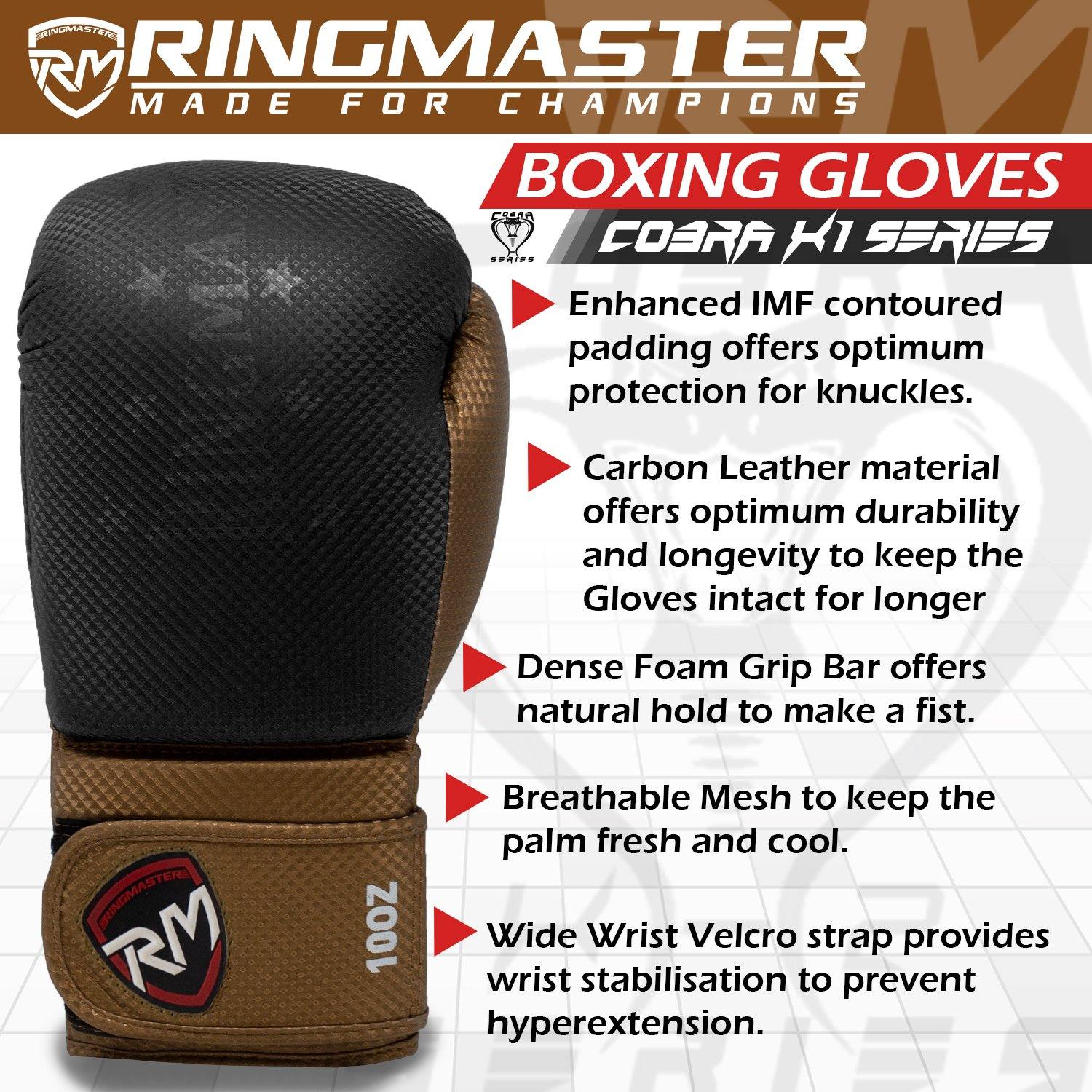 RingMaster Sports Boxing Gloves CarbonTech Leather Cobra Series - RingMaster Sports