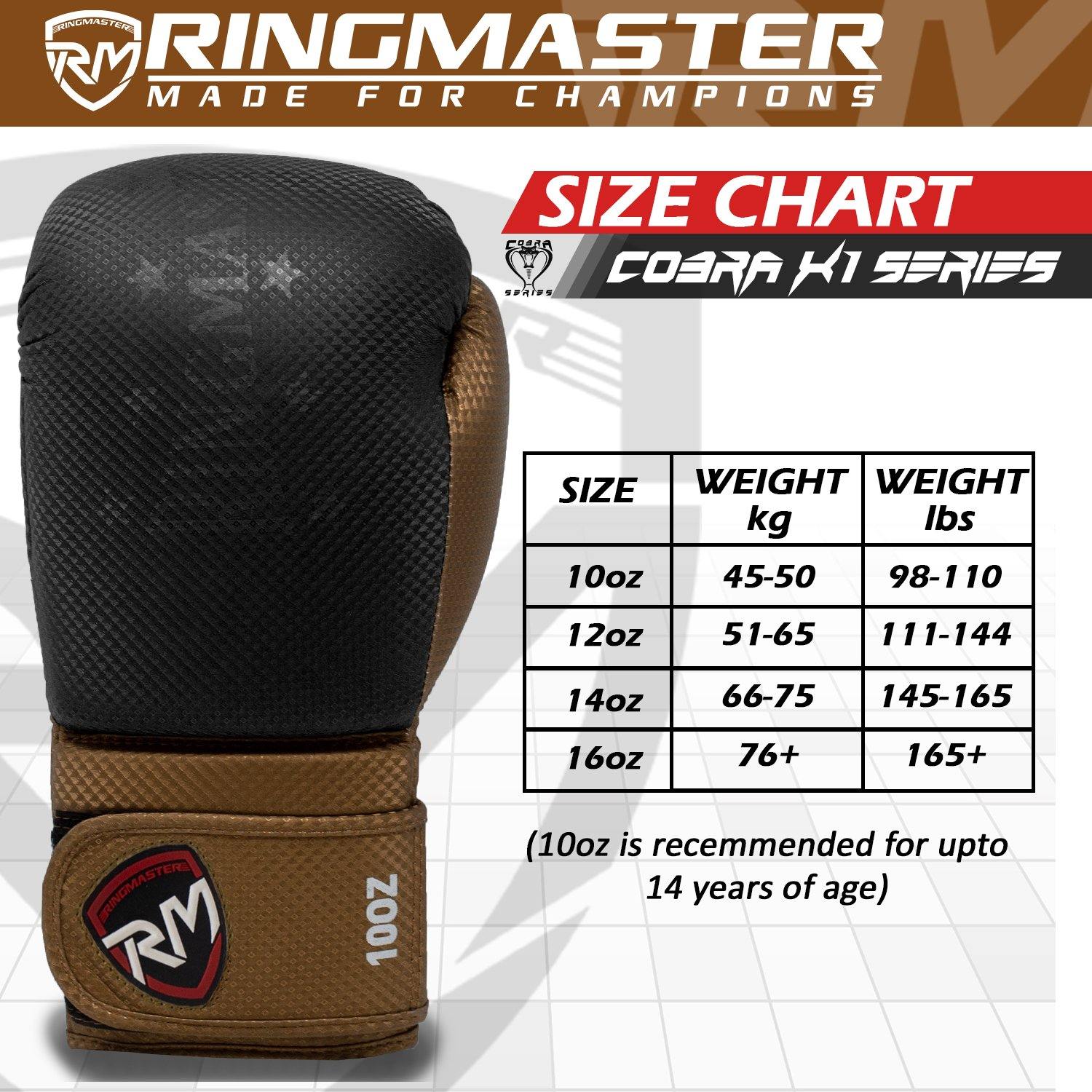 RingMaster Sports Boxing Gloves CarbonTech Leather Cobra Series - RingMaster Sports