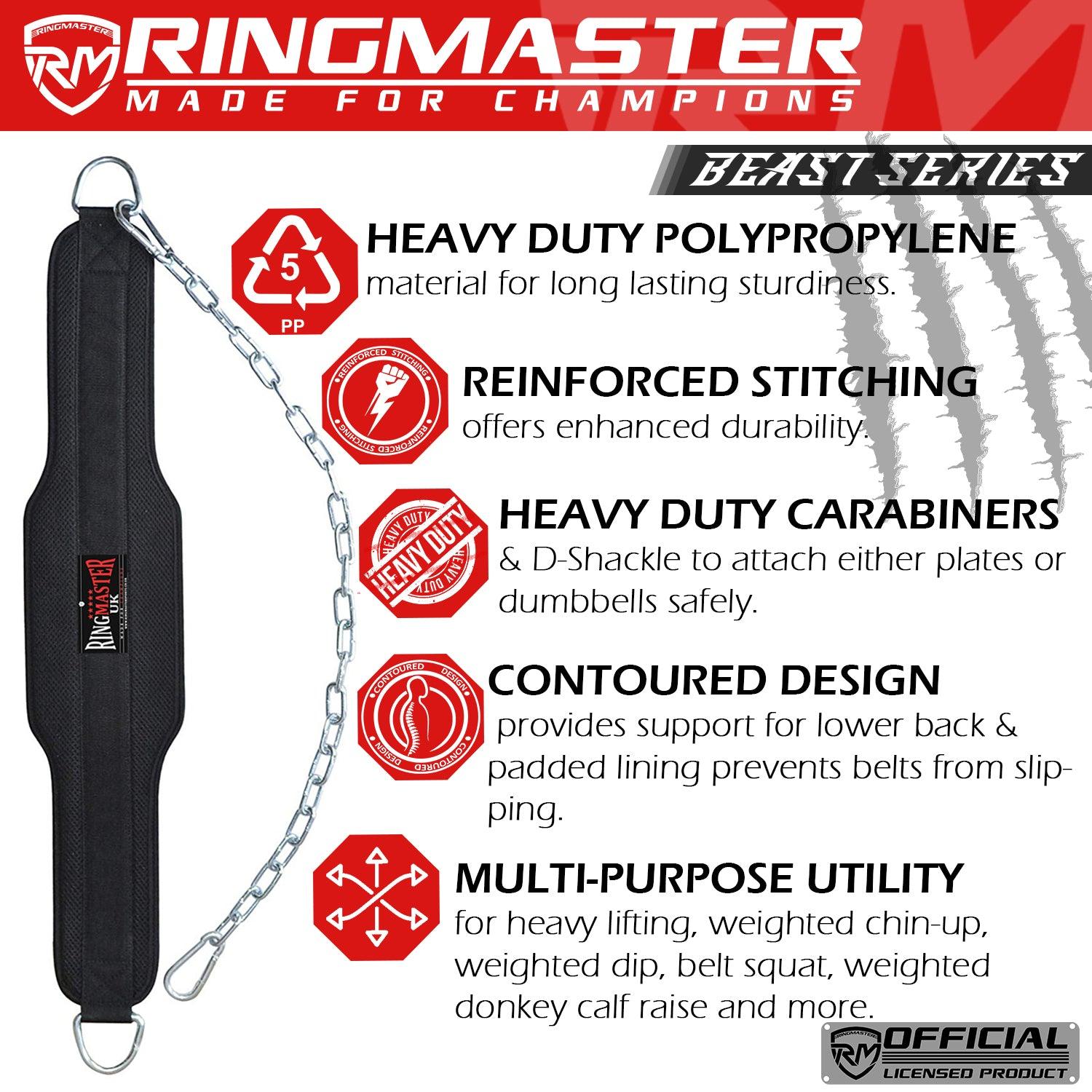 RingMaster Sports Weight Lifting Training Dipping Belt with Chain - RINGMASTER SPORTS - Made For Champions