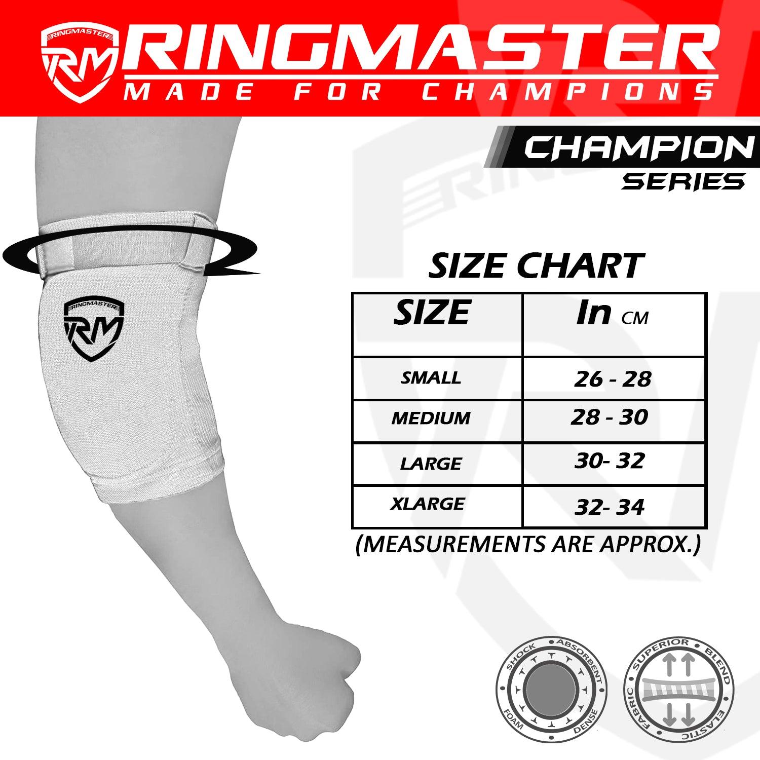 RingMaster Sports Elbow Pads Champion Series White - RINGMASTER SPORTS - Made For Champions