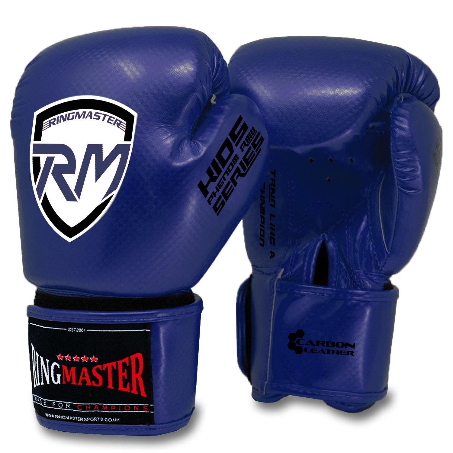 RingMaster Sports - Phenom Kids Boxing Gloves CarbonTech Blue - RINGMASTER SPORTS - Made For Champions