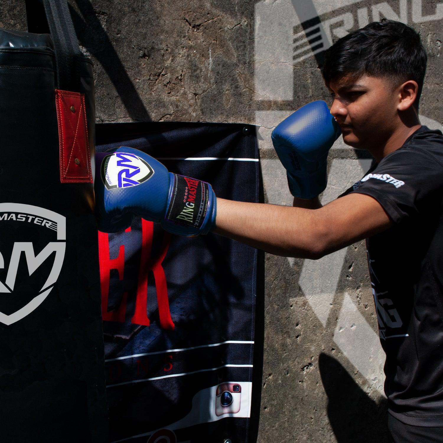 RingMaster Sports - Phenom Kids Boxing Gloves CarbonTech Blue - RINGMASTER SPORTS - Made For Champions