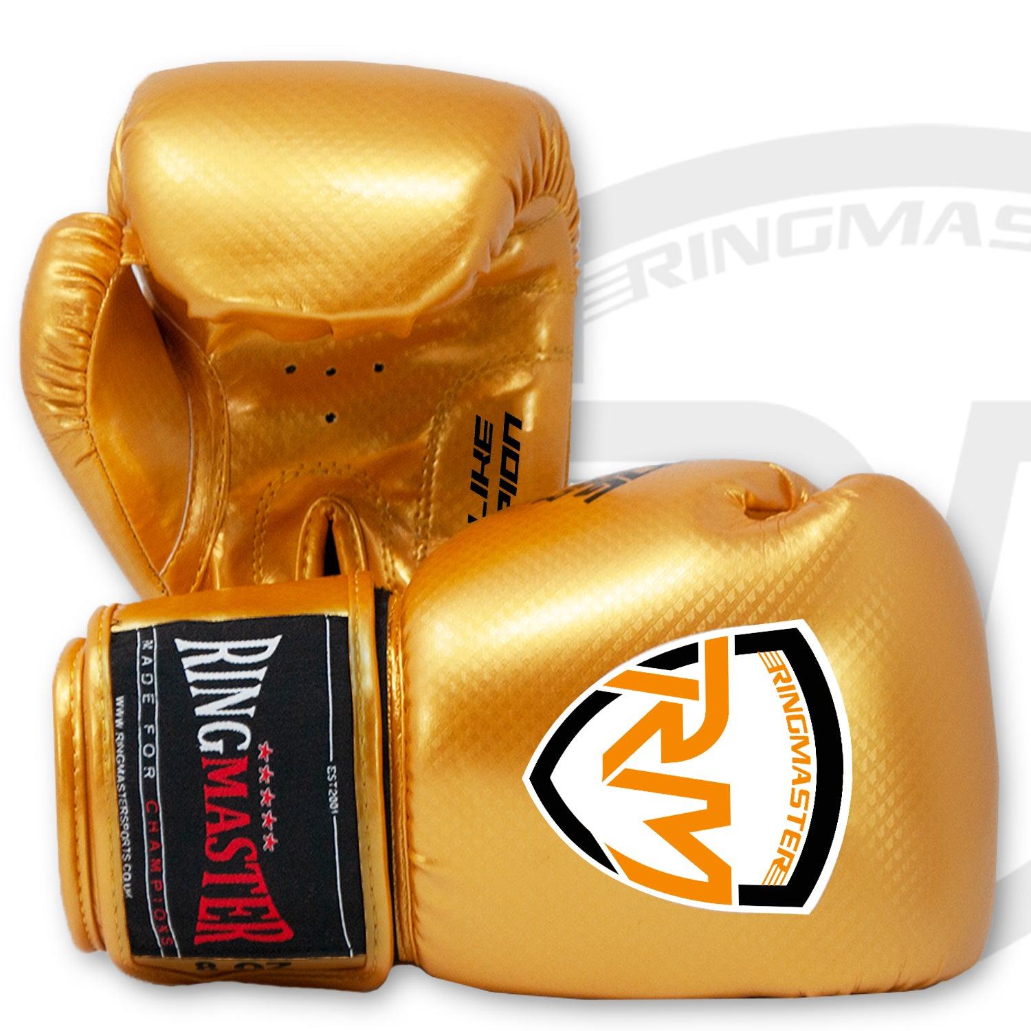 RingMaster Sports - Phenom Kids Boxing Gloves CarbonTech Gold - RINGMASTER SPORTS - Made For Champions