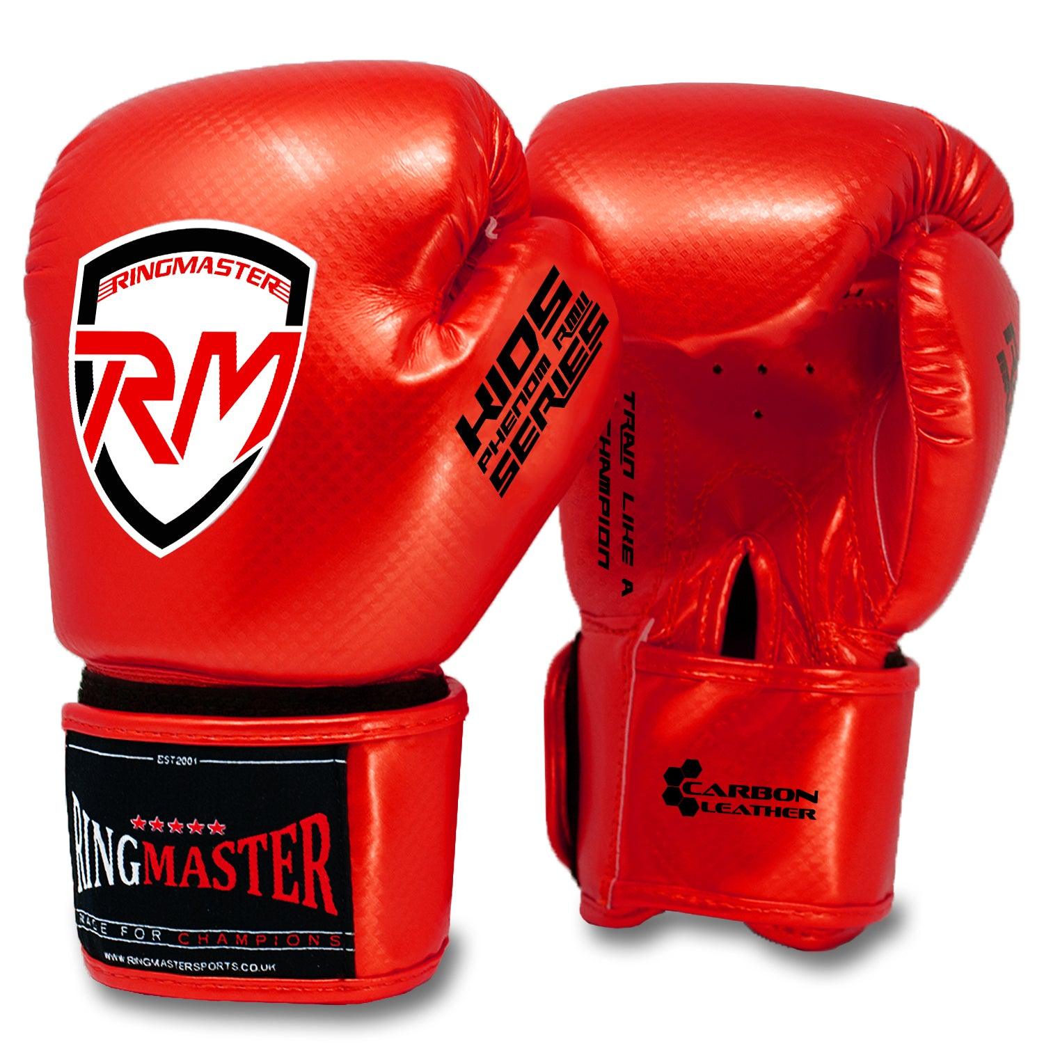 RingMaster Sports - Phenom Kids Boxing Gloves CarbonTech Red - RINGMASTER SPORTS - Made For Champions