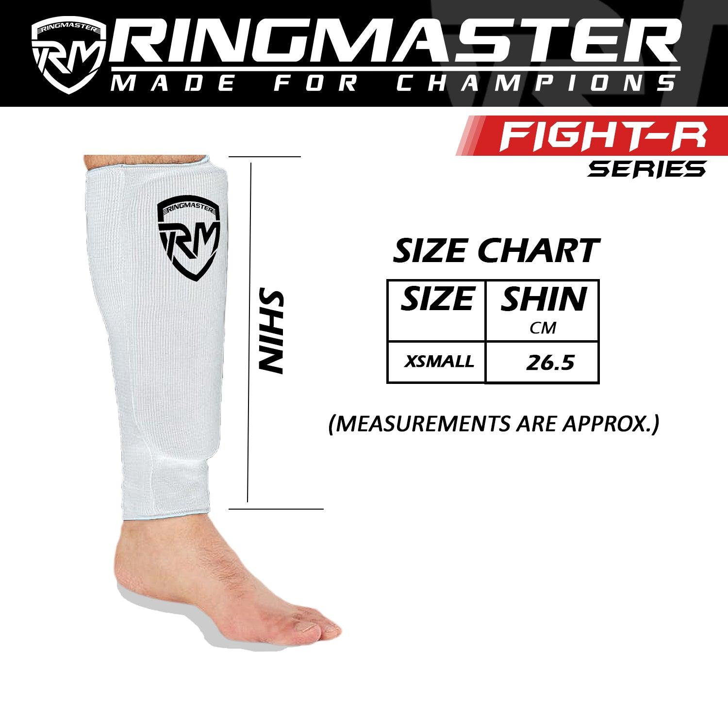 RingMaster Sports Kids Elastic Shin Pads White - RINGMASTER SPORTS - Made For Champions