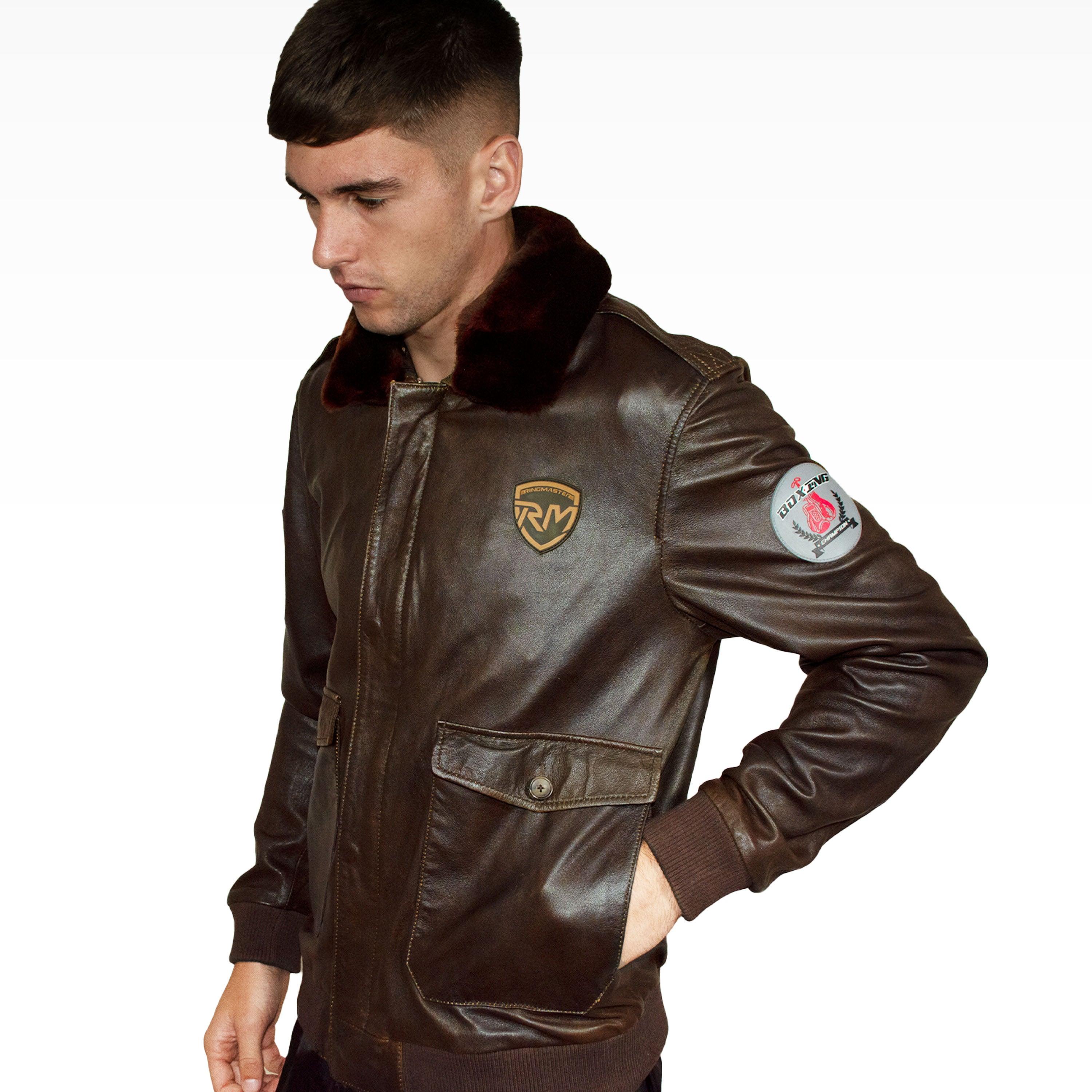 RingMaster Sports Pilot Leather Jacket L.G.N.D series Dark Brown - RINGMASTER SPORTS - Made For Champions