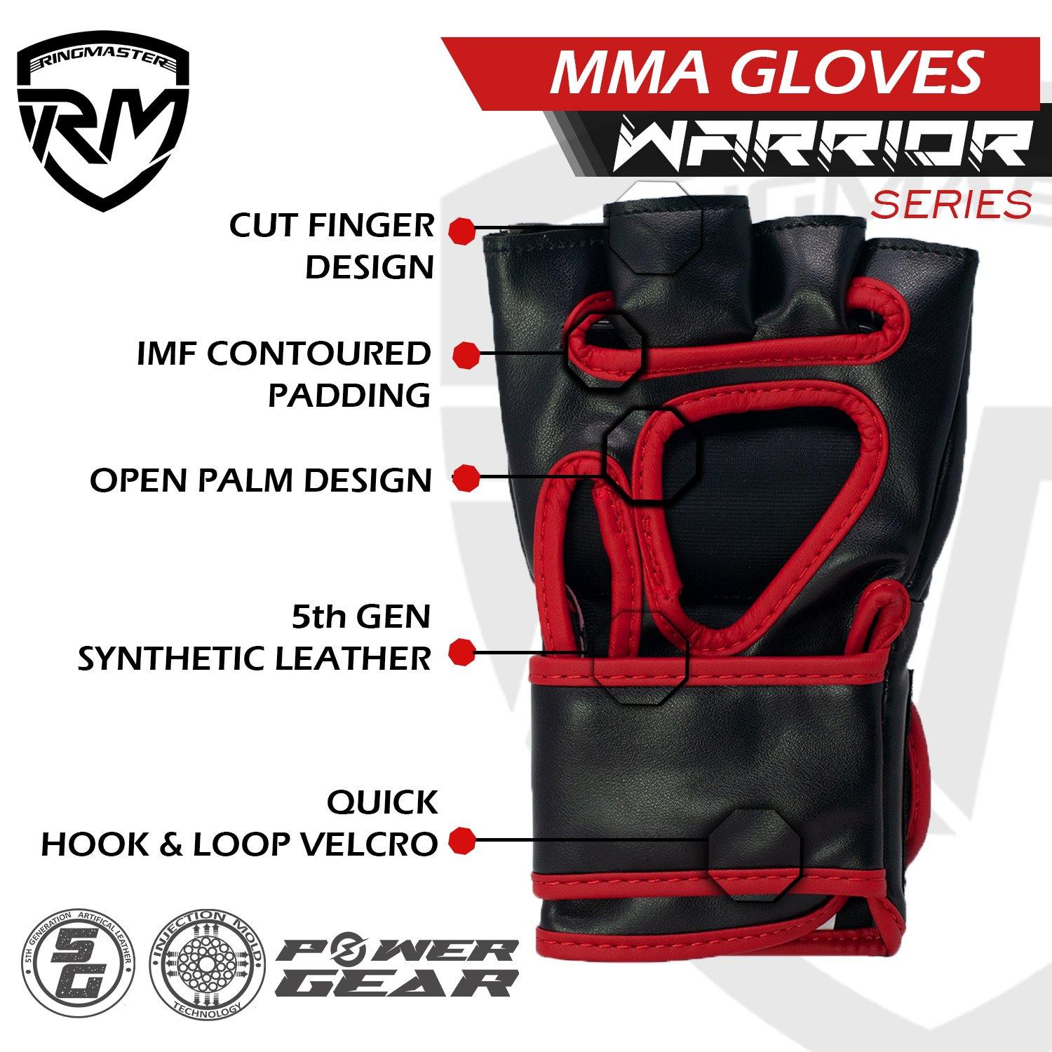 RingMaster Sports Warrior Series MMA Gloves 5oz Black - RingMaster Sports