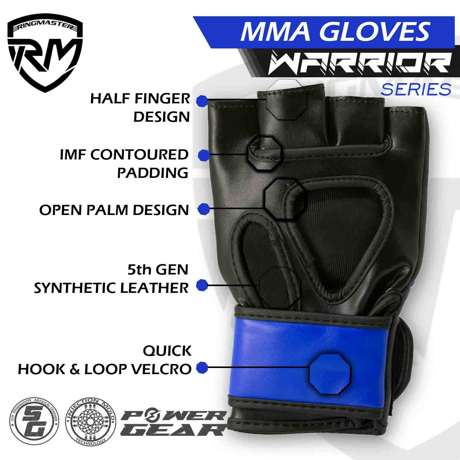 RingMaster Sports Warrior Series MMA Gloves 5oz Blue - RingMaster Sports