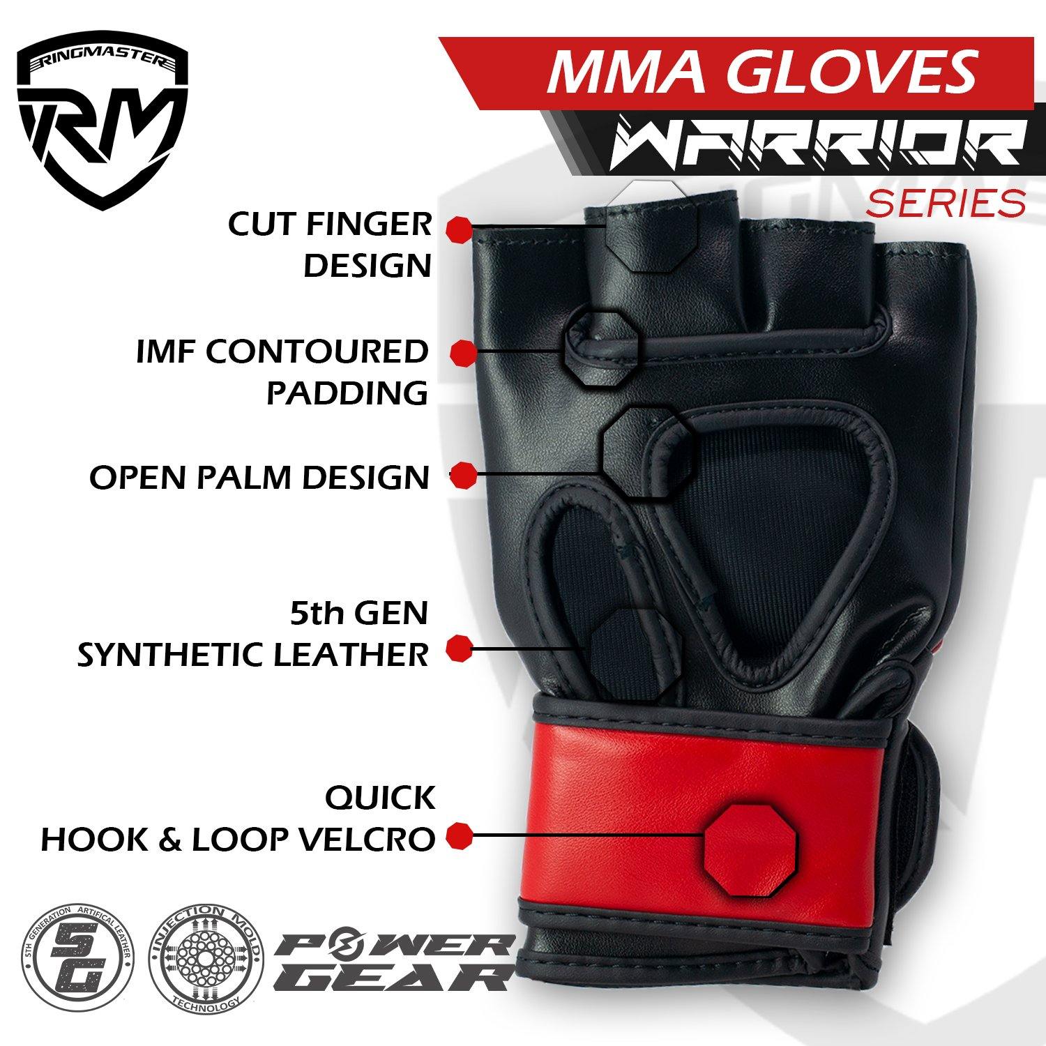 RingMaster Sports Warrior Series MMA Gloves 5oz Red - RingMaster Sports