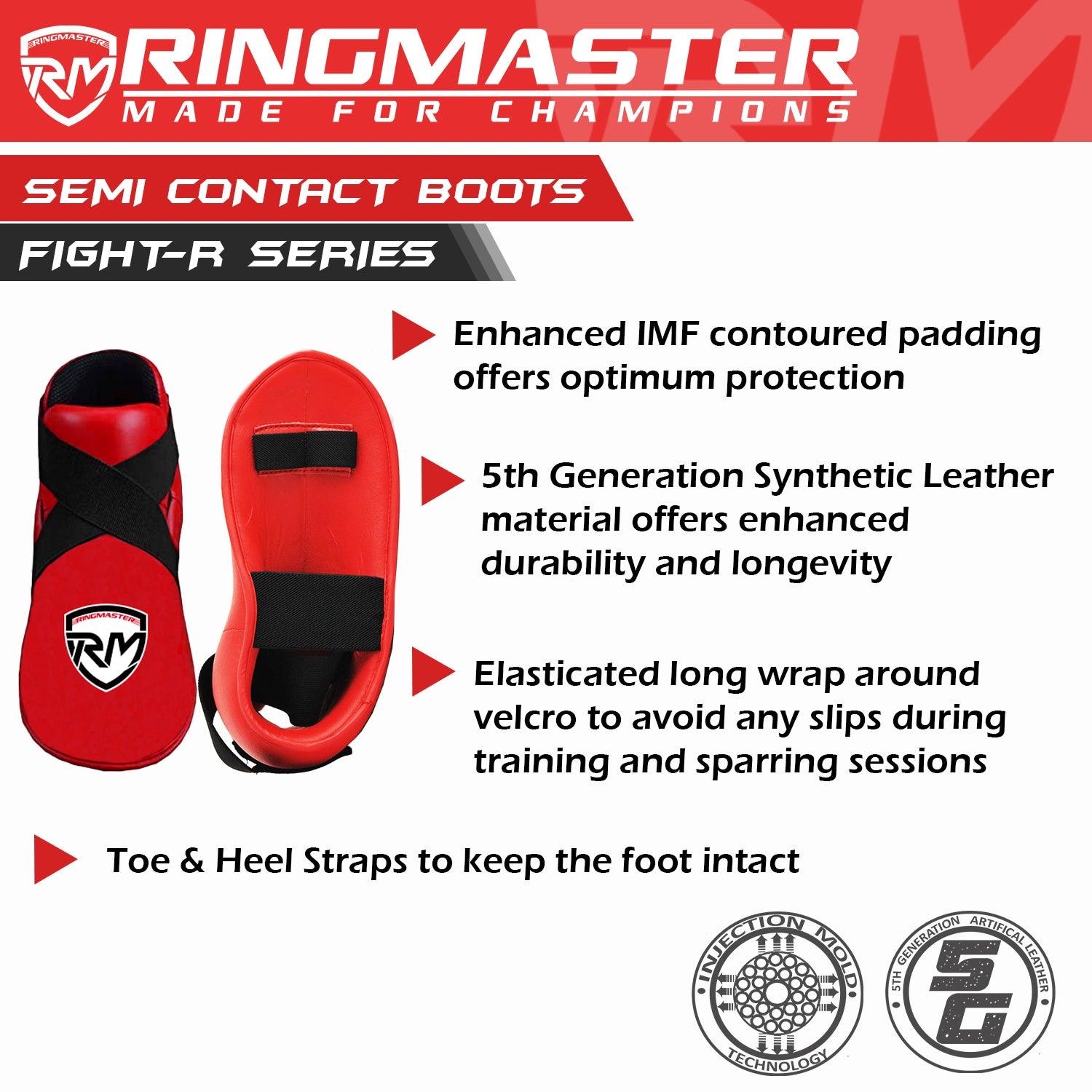 RingMaster Sports Semi Contact Point Foot Protector Taekwondo Kickboxing K1 Red - RINGMASTER SPORTS - Made For Champions