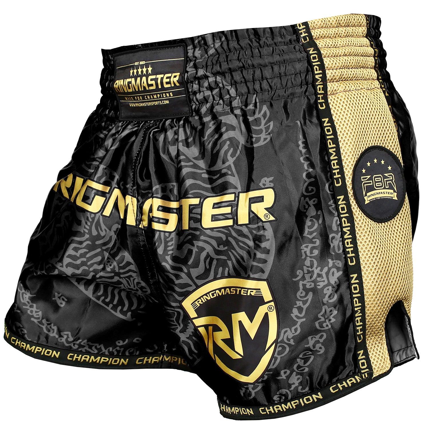 RingMaster Sports Kids Thai / Kickboxing Shorts F8R Series Black - RINGMASTER SPORTS - Made For Champions