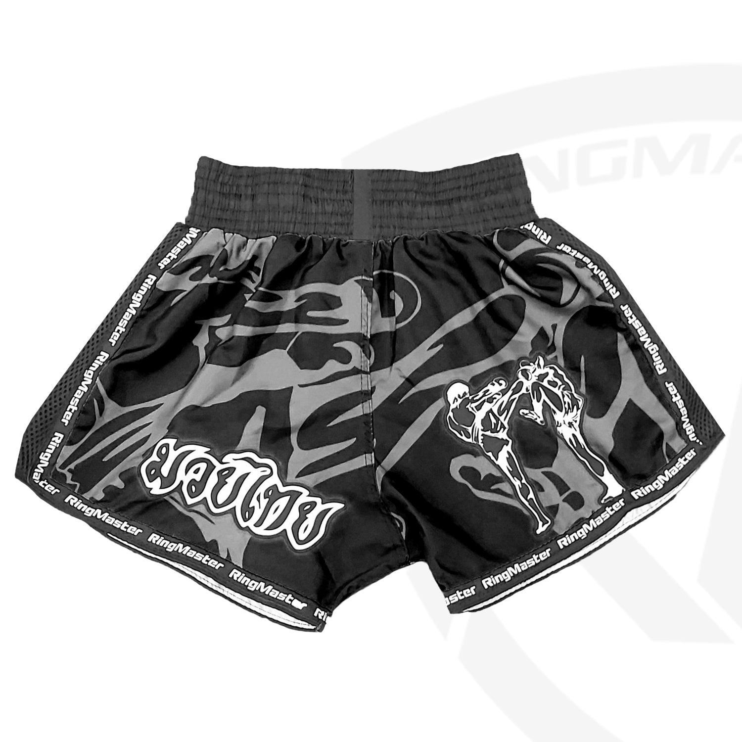RingMaster Sports Warrior Thai / Kickboxing Shorts Black - RingMaster Sports