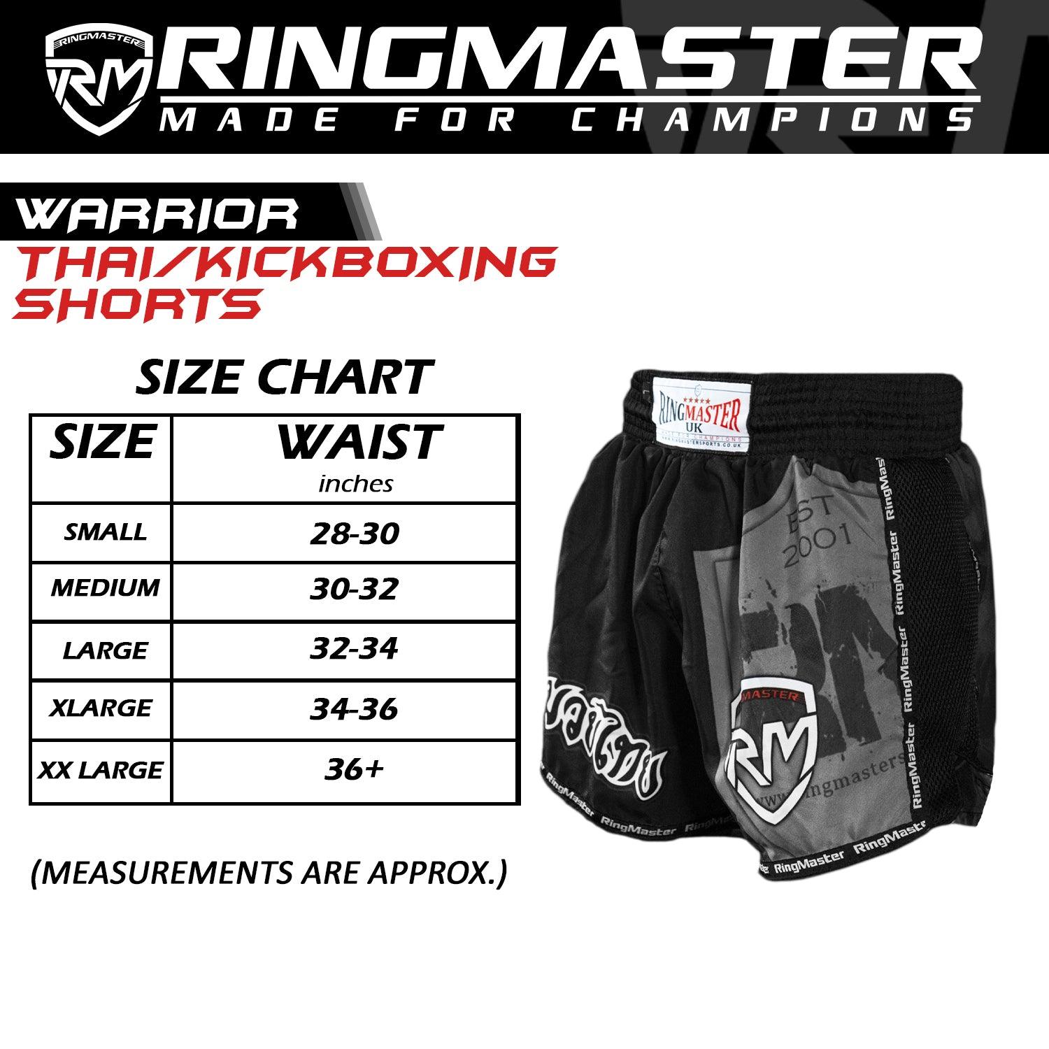 RingMaster Sports Warrior Thai / Kickboxing Shorts Black - RingMaster Sports