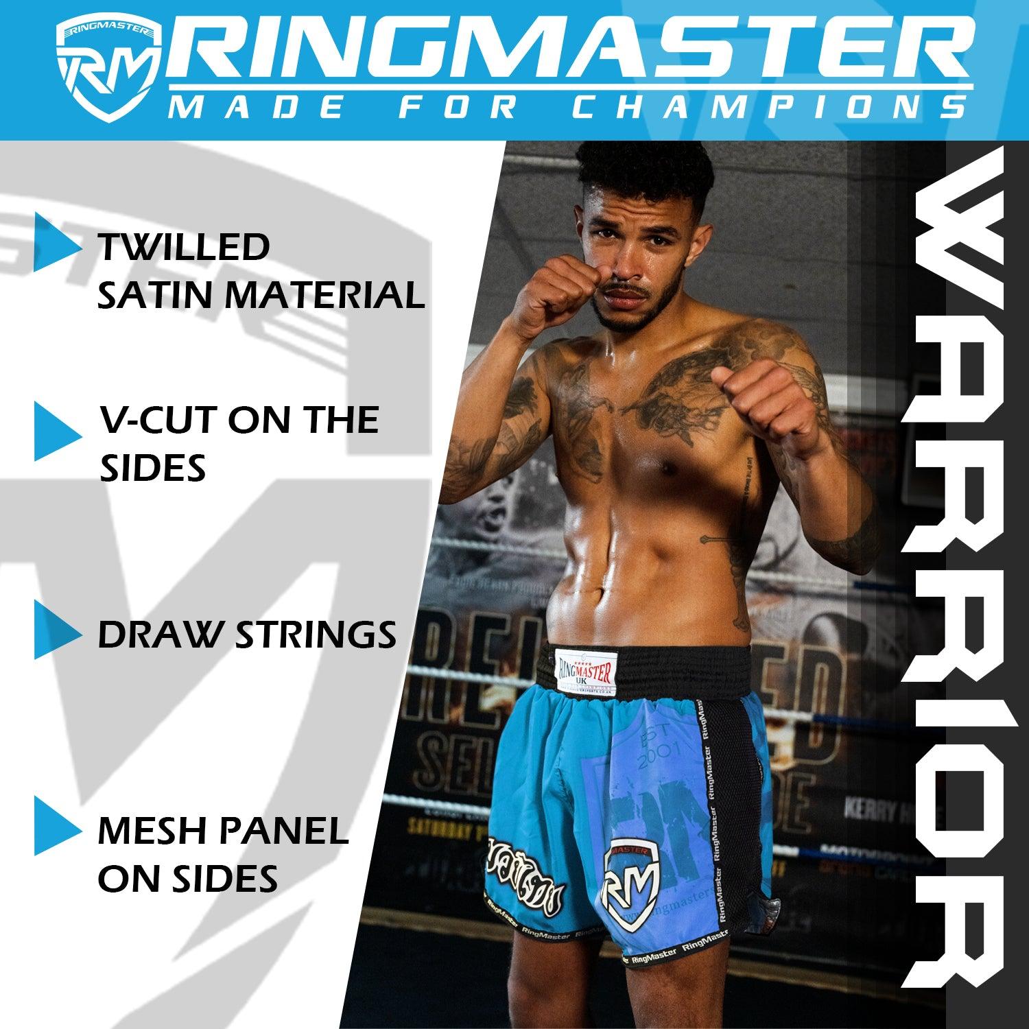 RingMaster Sports Warrior Kids Thai / Kickboxing Shorts Blue - RingMaster Sports