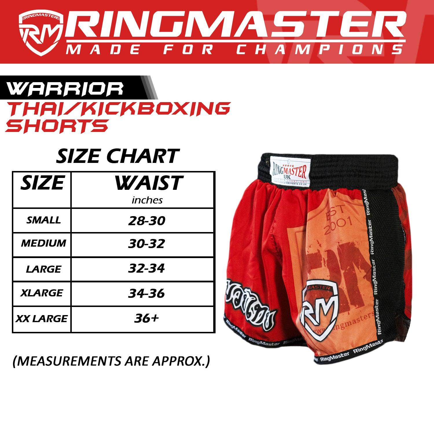 RingMaster Sports Warrior Thai / Kickboxing Shorts Red - RingMaster Sports